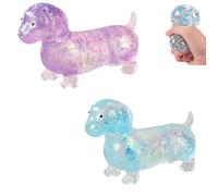 Dachshund Squishy, Squishy Weiner Dog, Glitter Weiner Dog Sq Uishy, Sparkly Cute Mini Rainbow Sausage Dogs for Adults (2E)