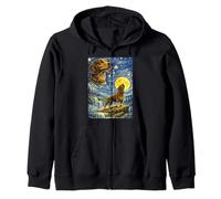 Dachshund Starry Night Van Gogh Cute Howling Dog Doxie Zip Hoodie