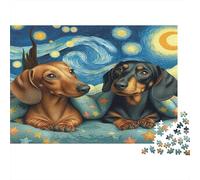 Dachshund Starry Sky Art 1000 Piece Jigsaw Puzzle for Adults Paper Material Night Scene Puzzle Game for Family Home Relaxation Gift 52x38cm/1000pcs
