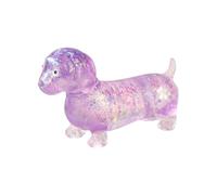 Dachshund Stress Toy Glitter Sausage Dog Fidget Squeeze Soft Antistress Sensory Squishy Flexible Calming For Kids, Teens, Young, Adults, Office, Workers Students Study Break (Lila)