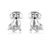 Dachshund Stud Earrings 925 Sterling Silver/Ross Gold Plated/Gold Plated Cute Dachshund Earrings Dog Jewelry Gifts for Women Mom Wife Dachshund Lovers (Sterling Silver)
