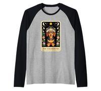 Dachshund Tarot Card Celestial Floral Pup Art Witchy Dog Mom Raglan Baseball Tee
