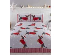 Dachshund Through The Snow Double Christmas Duvet Cover Set