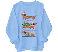 Dachshund Through The Snow Sweatshirt Christmas Dachshund Hoodie Carolina Blue