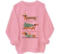 Dachshund Through The Snow Sweatshirt Christmas Dachshund Hoodie Pink