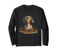 Dachshund Too Brave to Stop Digging Bold Backyard Tunnels Long Sleeve T-Shirt
