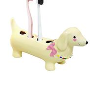 Dachshund Toothbrush Holder, Ceramic Dog Shaped Toothbrush Holder, 4-hole Makeup Brush Organizer, Cute Animal Toothbrushs Holders For Home Decor Toilet Hotel Dressing Table