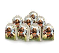 Dachshund Tropical Painting Art 8 PCS Cotton Drawstring Bags Reusable Muslin Bags Natural Cotton Bag with Drawstring Small Jewelry Pouch for Party Wedding Fabric Gift Bag for Spice Herb Candy Soap