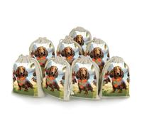 Dachshund Tropical Painting Art 8 PCS Muslin Bags with Drawstring Sachet Bags Empty Small Cotton Drawstring Bag Muslin Reusable & Washable Cotton Bag for Herb Spice Candy Soap Jewelry Wedding Gift Pou