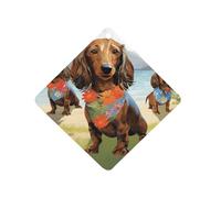 Dachshund Tropical Painting Art Car Air Freshener Hanging, Long Lasting Scented Car Aromatherapy Tablets, Rhombus Fragrance Scented Cards for Vehicles, Bedroom, Wardrobe Gray-style