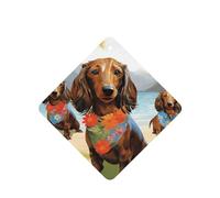 Dachshund Tropical Painting Art Car Air Fresheners Cards 4 Pcs Long Lasting Car Fresheners Gifts for Men Women Auto Aromatherapy Tablets Hanging Scented Card Rearview Mirror Pendant - Lavender Scent