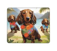 Dachshund Tropical Painting Art Mouse Pad with Anti-fray Stitching, Waterproof Gaming Mouse Mat for Women Men Non-Slip Rubber Base Computer Mousepad for Laptop Office Desk Accessories 7.9 x 9.5 in