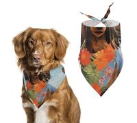 Dachshund Tropical Painting Art Printed Pet Scarf Polyester Triangle Scarf - One Size (27.6in X 11.8in)