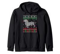 Dachshund Ugly Christmas Sweater Funny Wiener Dog Lover Xmas Zip Hoodie