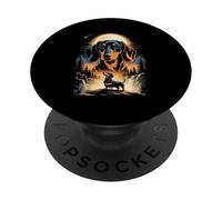 Dachshund Under Moon Waterfall Night Landscape PopSockets Adhesive PopGrip