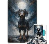 Dachshund Under The Moon Paper Jigsaw Puzzle 1000pcs (38x26cm) for Adults | A New Year puzzle activity for a calm start to the year for steady concentration.
