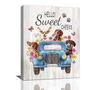 Dachshund Wall Art Dachshund Dog Pictures Wall Decor Sausage Dog Canvas Prints Funny Decorations Painting Framed Artwork Office Home Decor For Bathroom Bedroom Dining Living Room 12"x16"