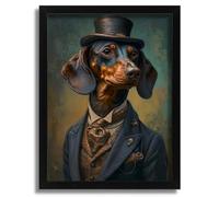 Dachshund Wall Art Vintage Animal Portrait Art Sausage Dog In A Suit Print Poster A1 - Wall Art Home Decor Movie Poster Canvas Film Cinema Retro Vintage Cult Classic Nostargic Saga Modern reprint we