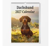 Dachshund Wall Calendar - Choice Of Sizes - A4 Dog Calendar - Dog Lovers Monthly Planner 2027