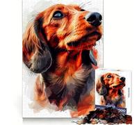 Dachshund Watercolor 1000 Piece Jigsaw Puzzle for Teenagers Mental Boost Bright Print Fun Challenge Birthday Art Gift (38x26cm)