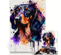 Dachshund Watercolor Art 1000 Pieces Puzzles for Teenagers Serene Game Smooth Joint Pattern Build (38x52cm)