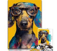 Dachshund Wearing Glasses 1000 Piece Jigsaw Puzzles for Adults Gifts,Help The Brain Exercise Addictive Toys to Cultivate Patience Great Gift 50x75cm