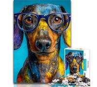 Dachshund Wearing Glasses Jigsaw Puzzles for Teenagers 1000 Piece,Decompressing Intellectual Educational Toy Great Gifts And Toys (38x26cm)