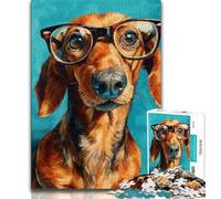 Dachshund Wearing Glasses Jigsaws Puzzles 1000 Pieces for Teenagers Gifts,Challenging Difficult Deal As Gifts for The Whole Family (38x26cm)