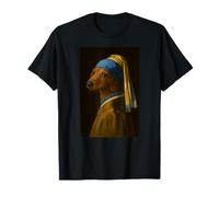 Dachshund Weenie Dog Girl Pearl Earing Painting Mom Dad Kids T-Shirt