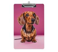 Dachshund Weiner Dog Clipboard, A4 Acrylic Clipboard with Hanging Hole, Ultra-Light Clip Board - Holds 100 Sheets, Shatterproof Document Holder for Office, 12.5" X 8.5"