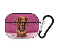 Dachshund Weiner Dog for Airpod Pro Case Cover Hard Shell Full Drop Protection Cover with Keychain Compatible with AirPod Pro 2nd/1st Generation, Front LED Visible,Black