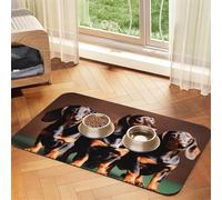 Dachshund Weiner dog print PU Leather Feeding Mat for Dogs Cats Pet Food Mat Absorbent Non-Slip Rubber Bottom