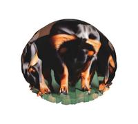 Dachshund Weiner Dog Print Reusable Shower Cap for Women Double Layer Waterproof Quick Dry Bathing Cap
