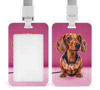 Dachshund Weiner Dog Retractable ID Badge Holder with Lanyard Vertical Badge Reel Keychain Clip Name Tag Id Card Holder Protector for Nurse Officer Teacher Security Staff Women Men