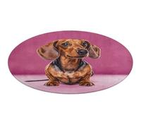 Dachshund Weiner Dog Round Area Rug Non Slip Backing Doormat Water Absorbent Plush Throw Low-Pile Non-Slip Floor Mat Carpet for Living Room Bedroom Entryway Nursery Room 60 * 60cm