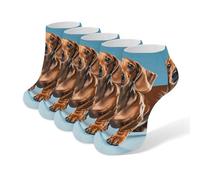 Dachshund Weiner Pet Dog 5 Pack Socks Low Cut Ankle Sock Athletic Running Low Cut Socks Thin Soft Ankle Sock