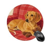 Dachshund Weiner Pet Dog Mouse Pad, 7.8 Inch Portable Round Mouse Mat with Non-Slip Rubber Base & Smooth Surface, Waterproof Mousepad for Gaming Office & Home