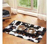Dachshund Weiner Pet Dog print Cats Pet Bowl Placemat Pet Feeding Mats for Dogs, Non-Slip PU Leather Tablecloth for Pets