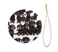 Dachshund Weiner Pet Dog Print Christmas Tree Ceramic Hanging, Ceramic Christmas Ornament For Home, Mall, Holiday