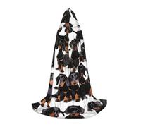 Dachshund Weiner Pet Dog Print Halloween Cosplay Christmas Party Outfits Hooded Wizard Robe Halloween Cloak Medieval Renaissance