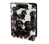 Dachshund Weiner Pet Dog Print Passport Holder for Travel,Wallet Case RFID Blocking Leather Card Slot Protector