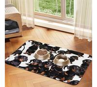 Dachshund Weiner Pet Dog print PU Leather Feeding Mat for Dogs Cats Pet Food Mat Absorbent Non-Slip Rubber Bottom