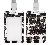 Dachshund Weiner Pet Dog Retractable ID Badge Holder with Lanyard - Vertical Badge Reel,Keychain Clip,Name Tag Id Card Holder Protector for Nurse Officer Teacher Security Staff Women Men