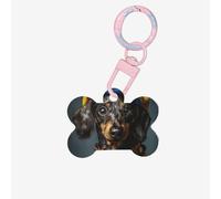 (Dachshund Weiner Pet Dogs) Bone Shaped Acrylic Pet ID Tag Lightweight Dog Tag Cute Printed Cat Necklace Decoration