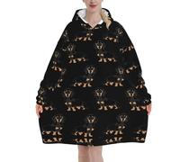 Dachshund Weiner Pet Dogs Cozy Flannel Hooded Blanket,Plush Wearable Blanket With Front Pocket Winter Loungewear