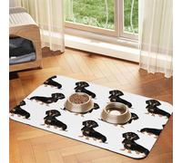 Dachshund Weiner Pet Dogs Patterned Pet Feeding Mat with Water-Absorbing PU Top & Rubber Base - Anti-Slip Dog Cat Food Mat for Cats, Dogs & Pets, 30x45cm