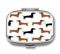 Dachshund Weiner Pet Dogs Pill Case Travel Portable Pocket Pill Box 2 Compartment Medicine Case Large Capacity Daily Pill Cases Vitamin Organizer Medicine Organizer Small Pill Box