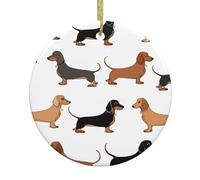 Dachshund Weiner Pet Dogs Print Christmas Ornaments Couple Gifts For Him Her Christmas Tree Decoration Ceramic Hanging Ornament Anniversary