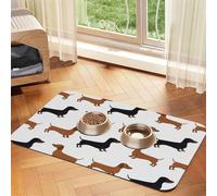 Dachshund Weiner Pet Dogs Printed,Waterproof Pet Feeding Mat,Cat Dog Placemats for Food and Water, PU Leather Food Mats,40x60cm