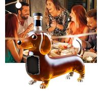 Dachshund Whiskey Decanter | 750ml Lead-Free Glass & Hand-Carved Base (Amber) Pub Decor & Gift-Ready Presentation - Bar Displays to Home Collections